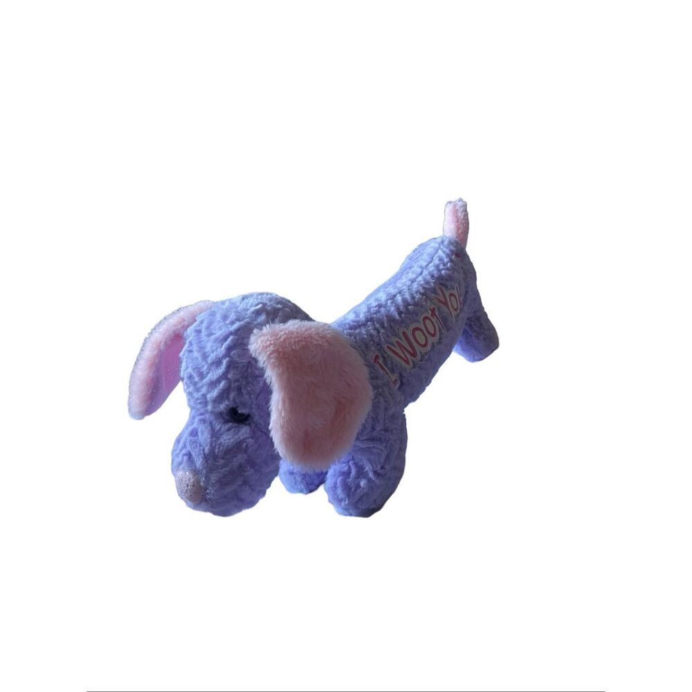 Hug Fun Purple Pink ‘I Woof You’ Heart Dog Plush Stuffed Animal